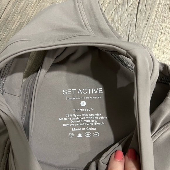 NWOT Set Active High Neck Bra Top - Stone - Picture 2 of 3